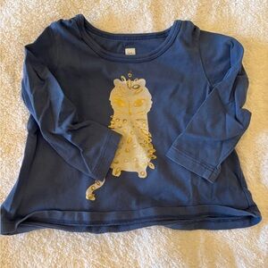 Tea Collection Blue Girls Shirt with Gold Design